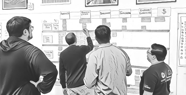 people working with a journey map
