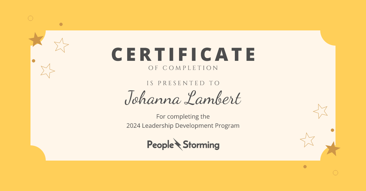 Johanna Lambert's Certificate
