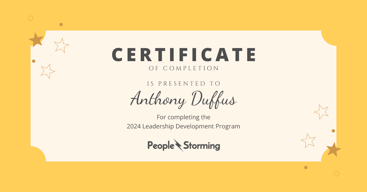 Anthony Duffus's Certificate