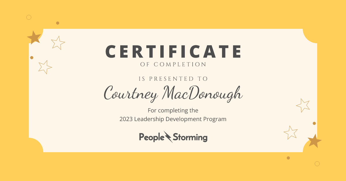 Courtney McDonough's Certificate